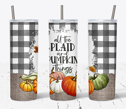All the Plaid and Pumpkin Things Fall 20-Ounce Skinny Tumbler
