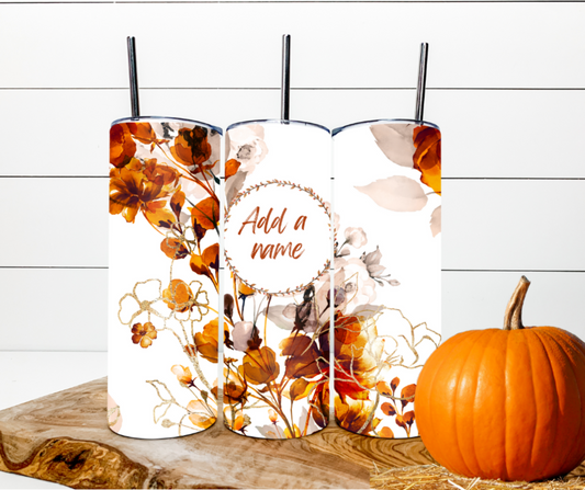 Personalized Fall 20-Ounce Skinny Tumbler with straw and travel lid