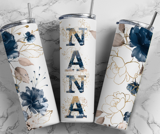 NANA - MAMA Blue Floral 20-Ounce Skinny Tumbler
